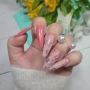 YOSHI Paint Gel Metallic Rose jar with rose French thumb nail