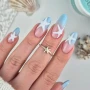 YOSHI Top Sparkles light nude manicure with pearl effect