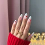 YOSHI Acryl In Bottle GEL No2 white almond manicure with red hearts