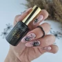 YOSHI Fiber Base No3 neutral pink spider web manicure with black nail art