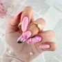 YOSHI Gel in Bottle No8 pink almond manicure with floral nail art