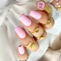 YOSHI Rubber Base No18 pink beige square manicure with bottle cap