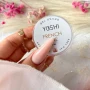 YOSHI French Line Gel No3 almond nail close up with product jar