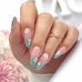 YOSHI Princess Gel No5 Blue daisy glitter manicure