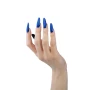 Professional manicure featuring nails painted in a delicate light blue shade, creating a fresh and elegant pastel nail design inspired by Makear 560 Hybrid Gel Polish.