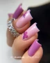 Professional manicure featuring Makear 588 Hybrid Gel Polish applied to neatly shaped nails, highlighting the finished gel polish colour in an elegant salon nail design.