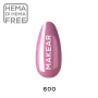 Individual nail colour swatch displaying Makear 600 Hybrid Gel Polish in a pink shade, showcasing the colour on an almond-shaped nail sample.