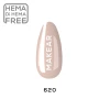 Makear 620 Marry Me Hybrid Gel Polish individual colour swatch displaying shade number 620 in a delicate nude tone with soft pink and beige characteristics. The nail-shaped sample showcases the colour alongside Makear branding against a clean white background, helping customers identify the shade.
