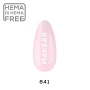 Makear 641 Gimme 640 Hybrid Gel Polish individual nail colour swatch showcasing a delicate, semi-transparent pale pink shade with fine shimmering particles. The sample displays the soft pink colour, subtle illuminated finish and Makear branding against a clean background.