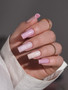 Magnetic cat eye nail design using Makear Cat Eye Gold Top No Wipe – golden shimmer effect on long almond nails, glossy salon finish.