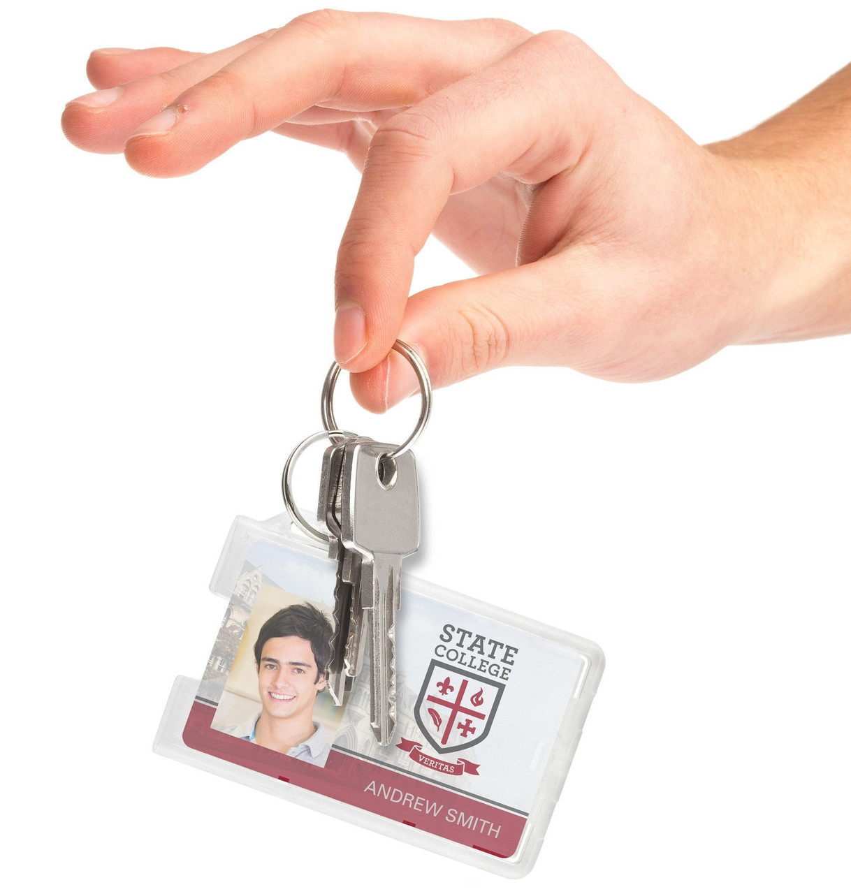 Rigid One-Card Holder With Key Ring