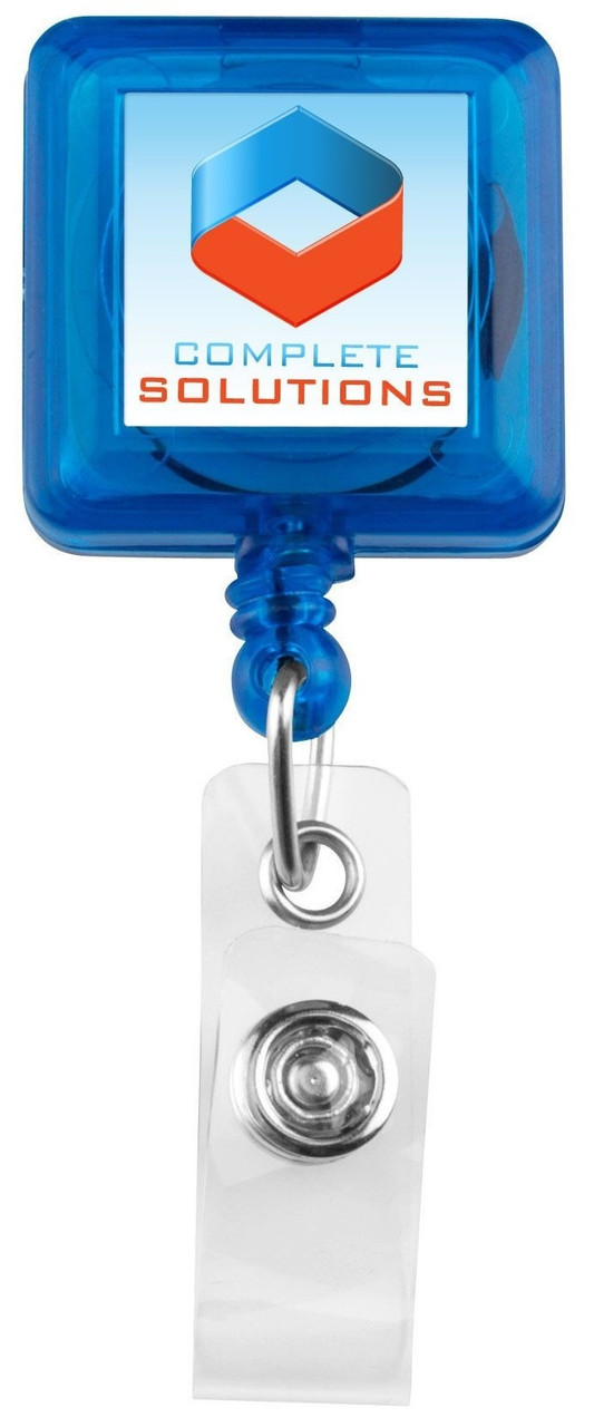 Square Plastic Badge Reel with vinyl strap