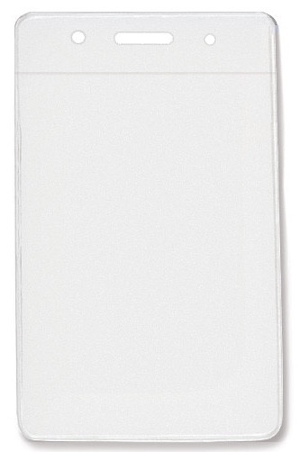 Clear Vinyl Vertical Badge Holder with Clear Color Bar, 3.75" x 2.63"(100/pk)