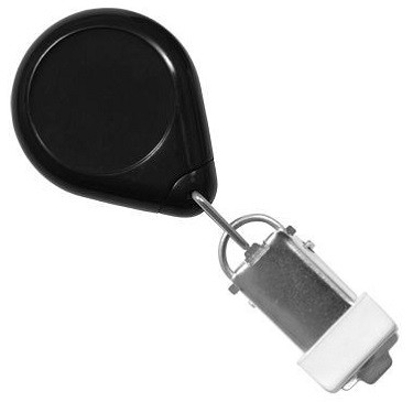 Black Premium Badge Reel With Card Clamp And Swivel Clip (25/pk)
