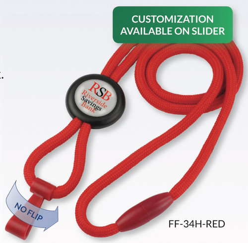 Red 1/4" Round "No-Flip" Lanyard with Wide Plastic Hook (100/pk)