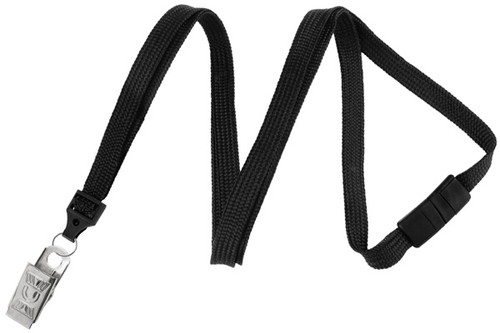 3/8" Flat Breakaway Lanyard w/ Bulldog Clip (100/pk)