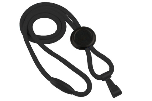 Black 1/4" Round "No-Flip" Lanyard with Wide Plastic Hook (100/pk)