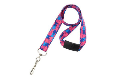 Autism Awareness Lanyard - Pink/Blue/Navy (100/pk)