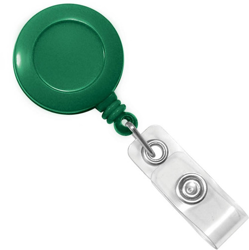 Green Badge Reel with Clear Vinyl Strap & Belt Clip (25/pk)