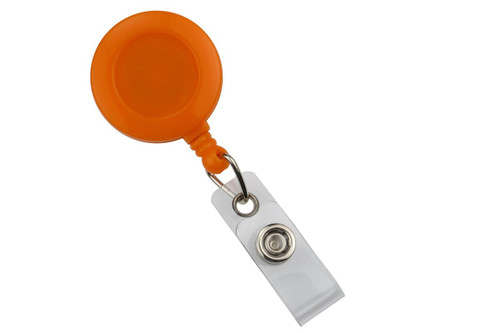 Orange Badge Reel with Clear Vinyl Strap & Belt Clip (25/pk)