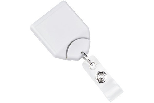 White B-REEL™ Badge Reel with swivel-clip with teeth (25/pk)