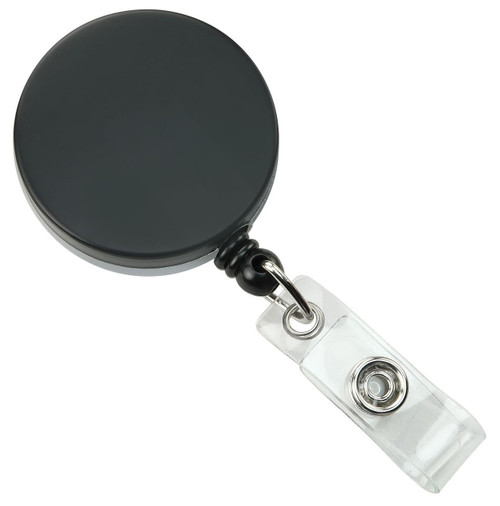 Black /Chrome Heavy Duty Badge Reel with Nylon Cord Clear Vinyl Strap & Belt Clip (25/pk)