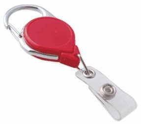 Red Carabiner Badge Reel With Strap (25/pk)