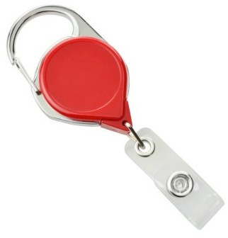 Red Carabiner Badge Reel with Strap and Clip (25/pk)