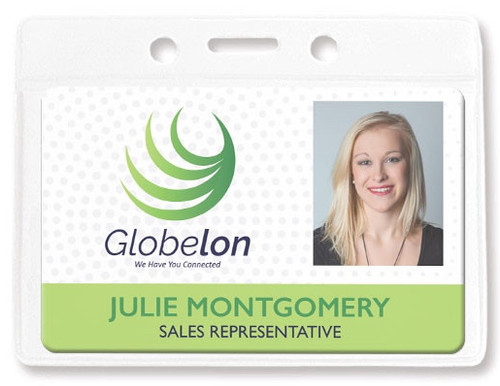 Vinyl Horizontal Badge Holder with Clear Color Bar, 3.75" x 2.63" (100/pk)