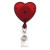 Translucent Red Heart-Shaped Badge Reel with Clear Vinyl Strap & Swivel Spring Clip (25/pk)