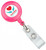 Neon Pink Round Badge Reel with Slide-Type Belt Clip and Clear Vinyl Strap (25/pk)
