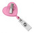 Pink Heart-Shaped Badge Reel with Clear Vinyl Strap & Swivel Spring Clip (25/pk)
