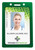 Clear Vinyl Vertical Badge Holder with Green Color Frame, 2.25" x 3.44" (100/pk)