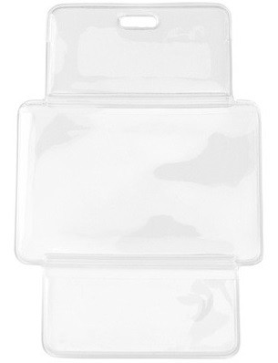 Clear Vinyl Horizontal 3-Pocket Fold-Over Casino Badge Holder, 3.75" x 3.3" (100/pk)