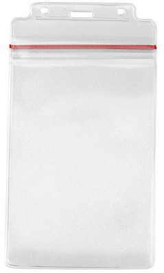 Clear Vinyl Vertical Badge Holder with Resealable Top 3.75" x 6.5" (100/pk)
