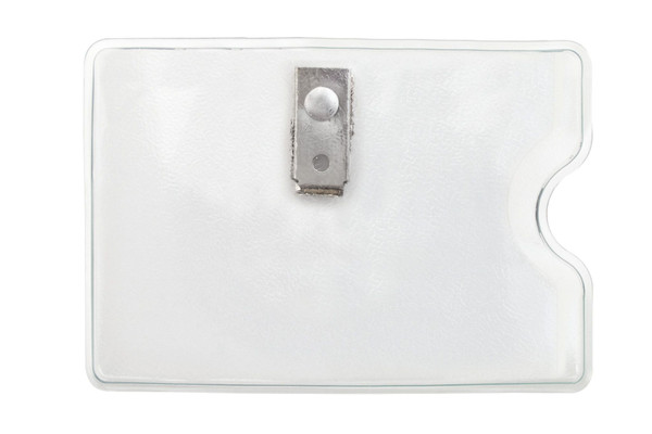 Orange Peel Texture Vinyl Horizontal Side-Load Badge Holder with 2-Hole Clip 3.5" x 2.3" (100/pk)