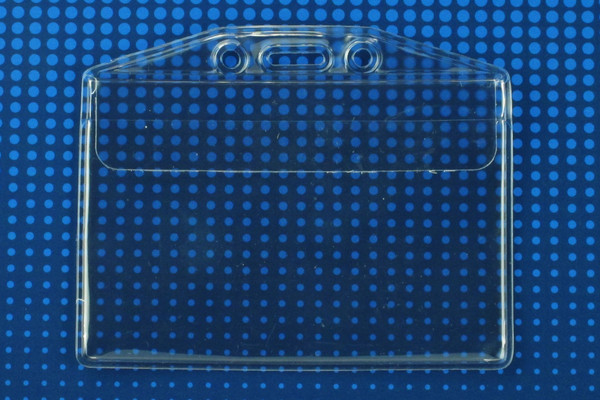 Clear Vinyl Horizontal Badge Holder with Fold-Over Flap, 3.88" x 2.38" (100/pk)