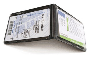 Black Vinyl Vertical 2-Pocket Magnetic Badge Holder 2.375" x 3.375" (50/pk)