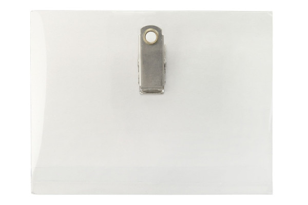 Clear Rigid Vinyl Horizontal Name Tag Holder with Clip Back, 4" x 3" (100/pk)