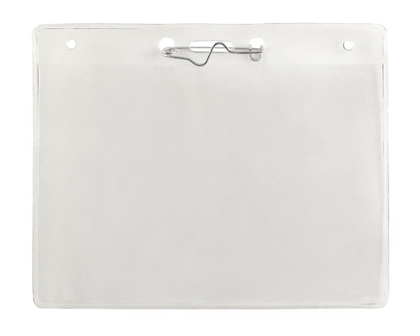 Clear Vinyl Horizontal Badge Holder with Pin 4.12" x 3.18" (100/pk)