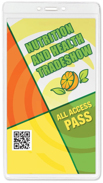 Premium Vinyl Vertical Credential Holder with Slot and Chain Holes 4" x 7.5" (100/pk)