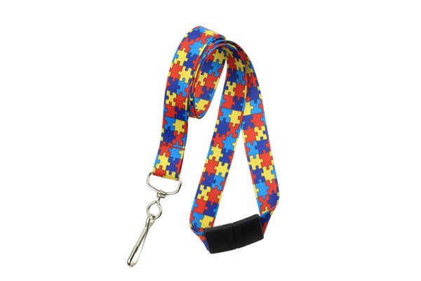 Autism Awareness Lanyard - Red/Yellow/Blue/Navy (100/pk)