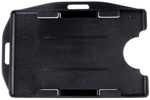 1840-3101 Black Rigid Plastic Horizontal Open-Face 2-Card Holder, 2.13" x 3.38" (50/pk)