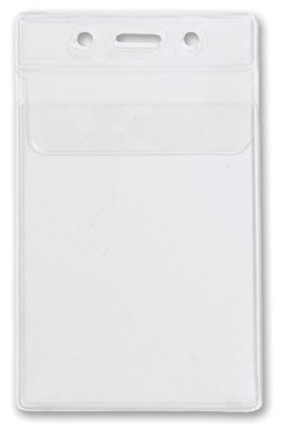 1840-5150 Clear Vinyl Vertical Badge Holder with Fold-Over Flap, 2.63" x 3.7" (100/pk)