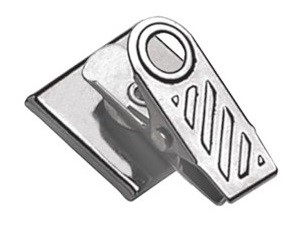 5735-2000 Pressure-Sensitive Nickel-Plated Clip, 1-Hole Ribbed Face (100/pk)