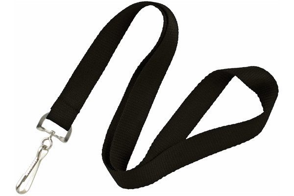 3/4" Black Flat Lanyard with Swivel Hook (100/pk)