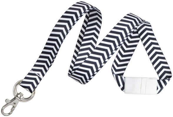 Black and White ZigZag Pattern Fashion Lanyard