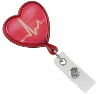 Translucent Red EKG Themed Heart Shaped Reel (25/pk)