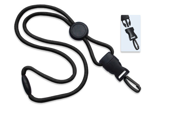 1/4" (6 mm) Lanyard with Round Slider & DTACH Plastic Swivel Hook (100/pk)