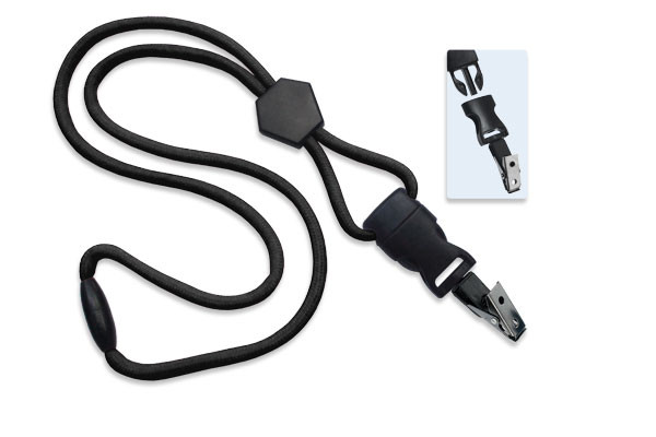 1/4" (6 mm) Lanyard with Diamond Slider & DTACH Bulldog Clip (100/pk)